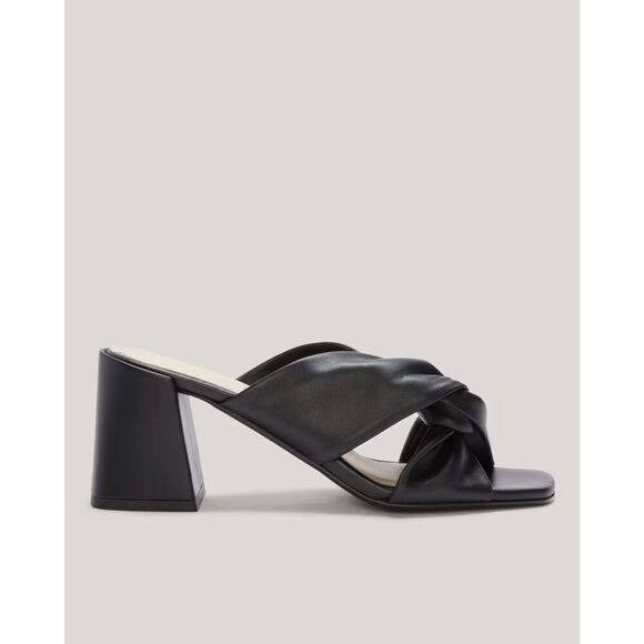 Everlane The Day Twist Heel Black Italian Leather Sandals Size 8 NEW - Picture 1 of 16